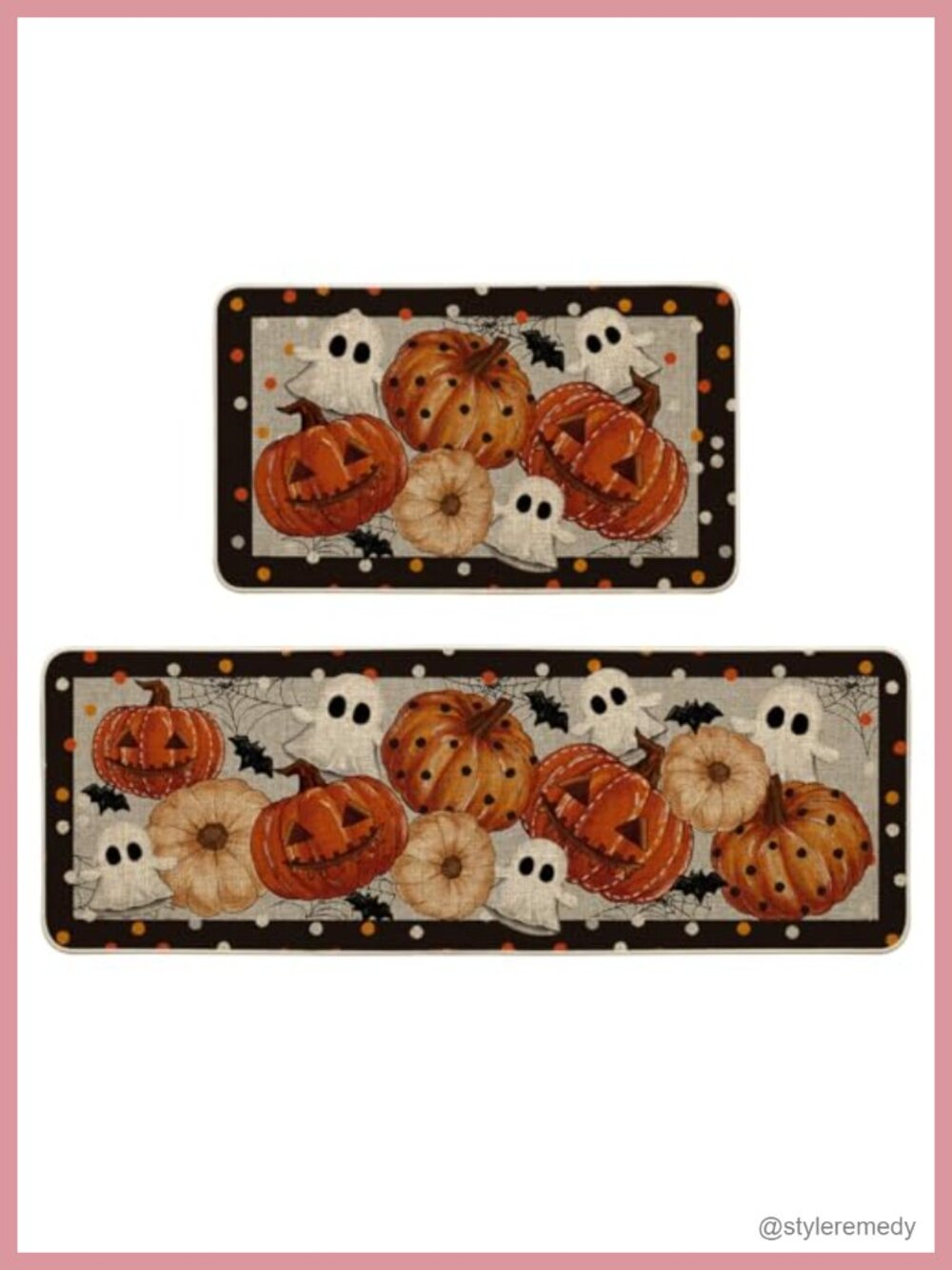 Halloween Kitchen Mats Set of 2 Non-Slip Polyester Rubber 17x29 17x47